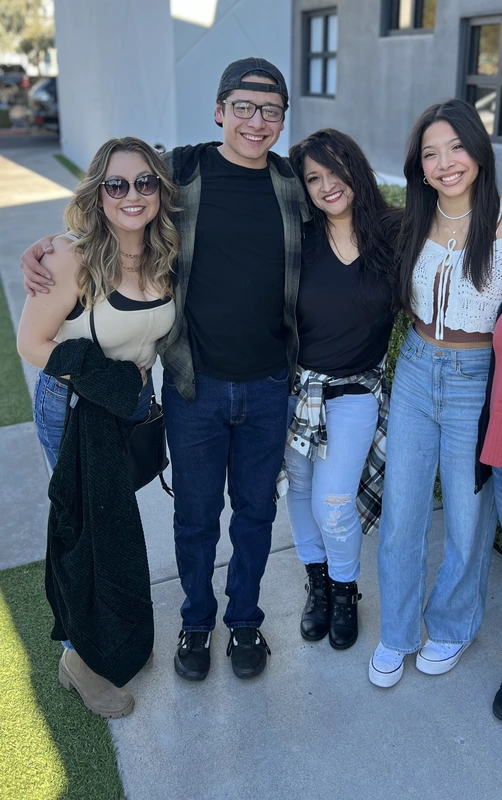 Friends gathered outside
